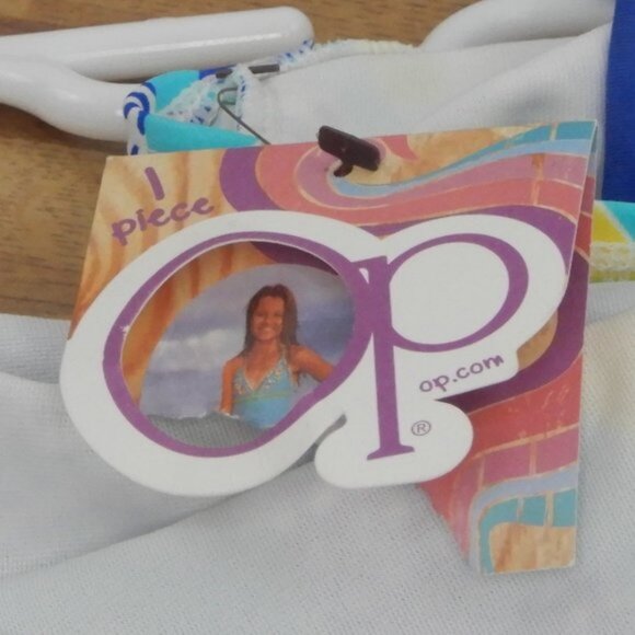 OP One Piece Swimsuit Butterflies Blue Yello White (SW 001) - Picture 3 of 7